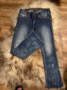 Rock Revival Distressed Medium Blue Women's Jeans